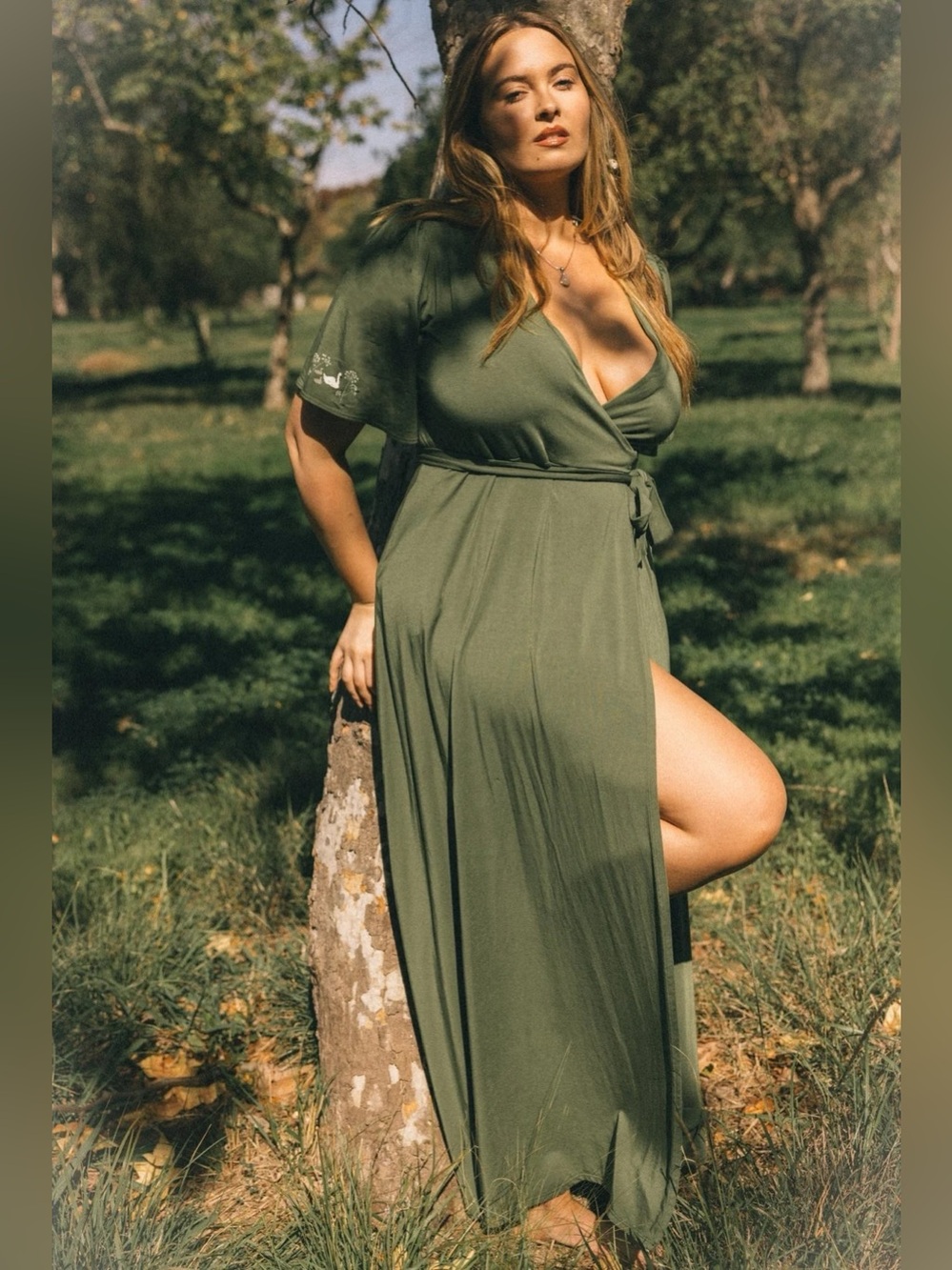 green (left side) ONLY!! S * NEW * Soul Messengers Wrap Dress
(swan print) - Picture 2 of 6